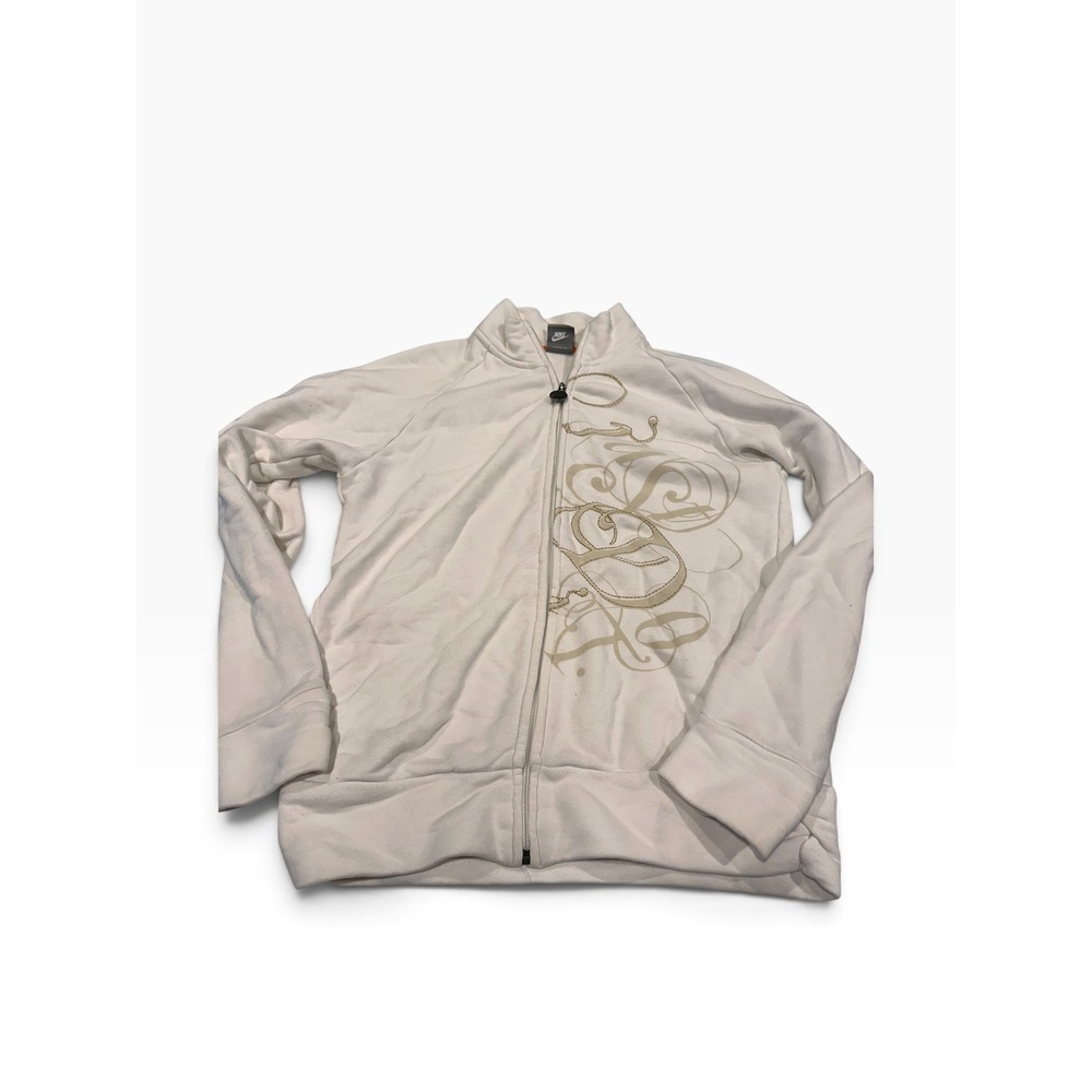 Nike Womens Full Zip Track Jacket Cream Gold Graphic 252325-173 Size L